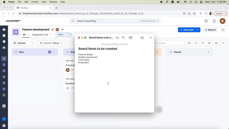 Animation of pasting a copied list into a board and mapping the title field to create multiple items