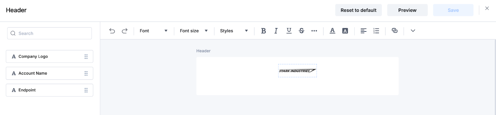 Email header configuration