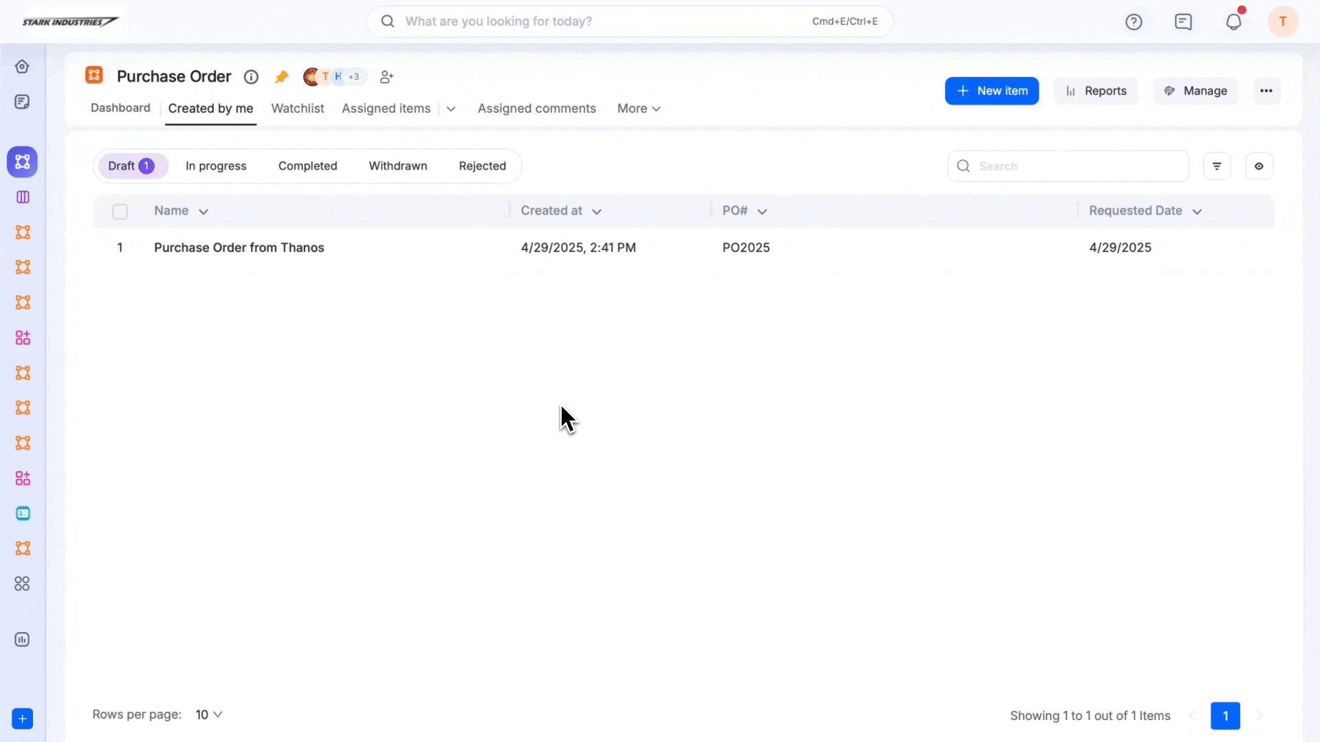 Animation of a watcher clicking Stop watching on a process item