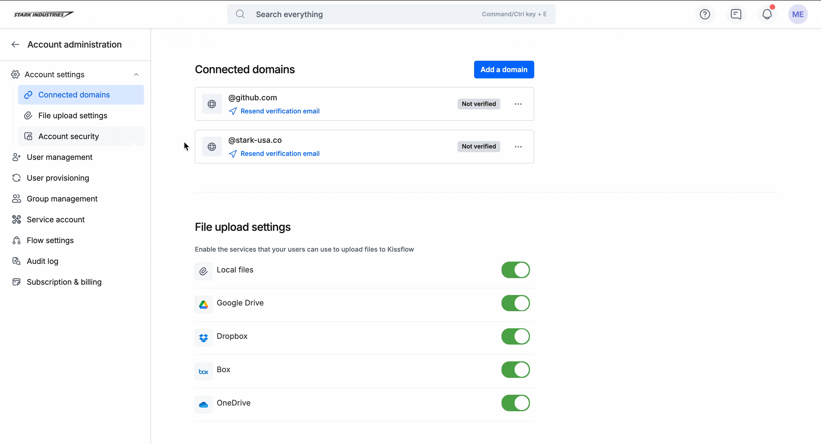 Password policy configuration panel with complexity, history, and expiry options