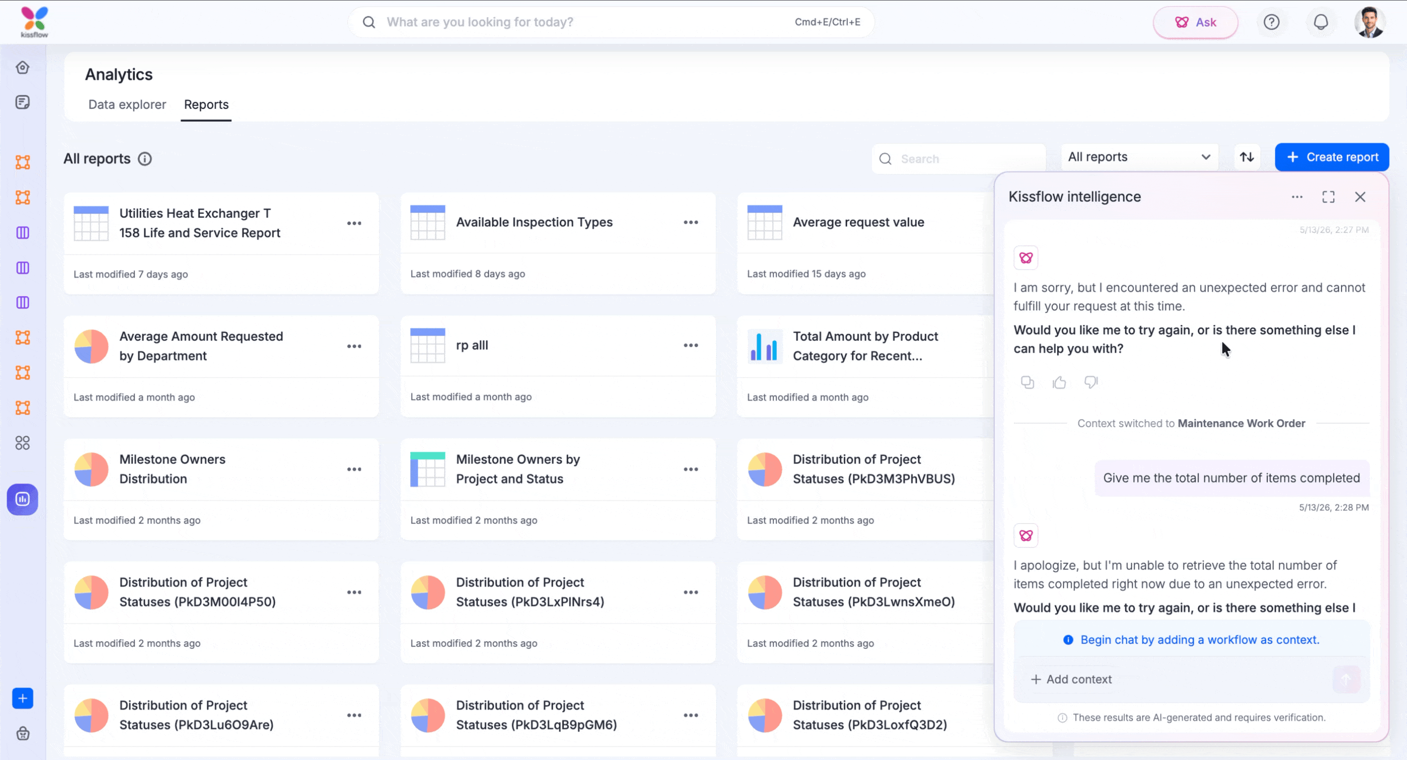 More options menu in Ask with links to help documentation and clear conversation