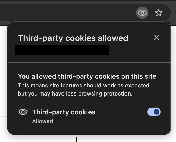 Allowing third-party cookies in Chrome