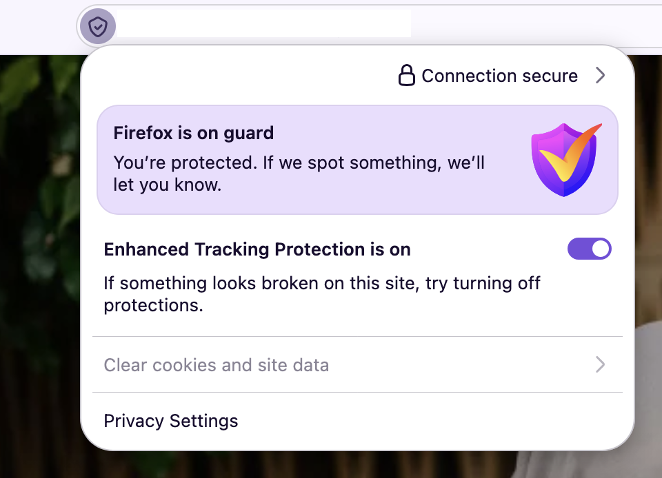 Disabling Enhanced Tracking Protection for a site in Firefox